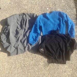 H&M V-Neck Sweater Set in Blue, Black, and Gray